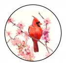 30 1.5" Bird Cardinal Favor Labels Round Stickers Envelope Seals