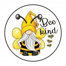 30 1.5" Bee Kind Gnome Favor Labels Round Stickers Envelope Seals