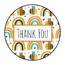 30 1.5" Thank You Bees Rainbow Favor Labels Round Stickers Envelope Seals