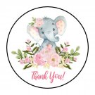 30 1.5" Thank You Girl Elephant Favor Labels Round Stickers Envelope Seals