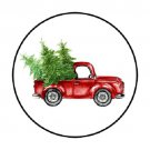 48 Christmas Tree Truck Envelope Seals Labels Stickers 1.2" Round Favor
