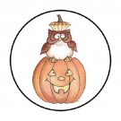 48 Fall Pumpkin Owl Envelope Seals Labels Stickers 1.2" Round Favor