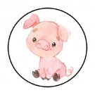 48 Baby Pig Envelope Seals Labels Stickers 1.2" Round Favor
