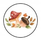 48 Fall Mushroom Acorn Envelope Seals Labels Stickers 1.2" Round Favor