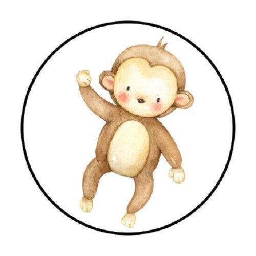 48 Monkey Jungle Envelope Seals Labels Stickers 1.2" Round Favor