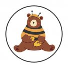 48 Honey Bear Envelope Seals Labels Stickers 1.2" Round Favor