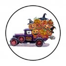 48 Halloween Pumpkin Truck Envelope Seals Labels Stickers 1.2" Round Favor