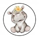 48 Hippo Jungle Animal Envelope Seals Labels Stickers 1.2" Round Favor