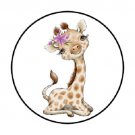 48 Giraffe Jungle Animal Envelope Seals Labels Stickers 1.2" Round Favor
