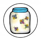48 Fireflies Jar Envelope Seals Labels Stickers 1.2" Round Favor