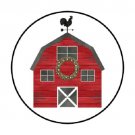 48 Christmas Barn Envelope Seals Labels Stickers 1.2" Round Favor Stickers