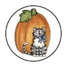 48 Fall Halloween Pumpkin Cat Envelope Seals Labels Stickers 1.2" Round Favor