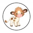 48 Brown Cow Envelope Seals Labels Stickers 1.2" Round Favor Stickers