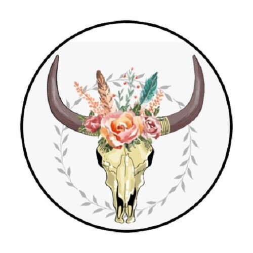 48 Boho Skull Envelope Seals Labels Stickers 1.2" Round Favor Stickers