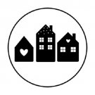 48 Boho Houses Envelope Seals Labels Stickers 1.2" Round Favor Stickers
