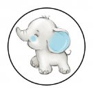48 Blue Baby Elephant Envelope Seals Labels Stickers 1.2" Round Favor Stickers