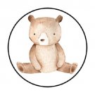 48 Baby Brown Bear Envelope Seals Labels Stickers 1.2" Round Favor Stickers