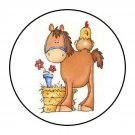 48 Horse Chicken Envelope Seals Labels Stickers 1.2" Round