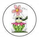 48 Frog Flower Envelope Seals Labels Stickers 1.2" Round