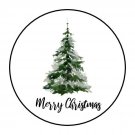 48 Merry Christmas Tree Envelope Seals Labels Stickers 1.2" Round