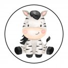 30 1.5" Zebra Jungle Animal Favor Labels Round Stickers Envelope Seals