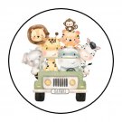 30 1.5" Jungle Animal Favor Labels Round Stickers Envelope Seals