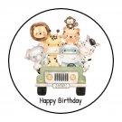 30 1.5" Birthday Jungle Animal Favor Labels Round Stickers Envelope Seals