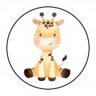30 1.5" Giraffe Jungle Animal Favor Labels Round Stickers Envelope Seals