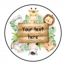 30 1.5" Personalized Jungle Animal Favor Labels Round Stickers Envelope Seals