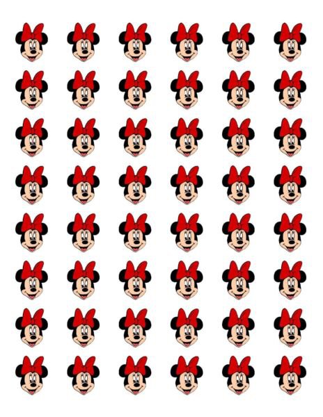 48 Minnie Mouse Face Red Bow Envelope Seals Labels Stickers 1.2" Round