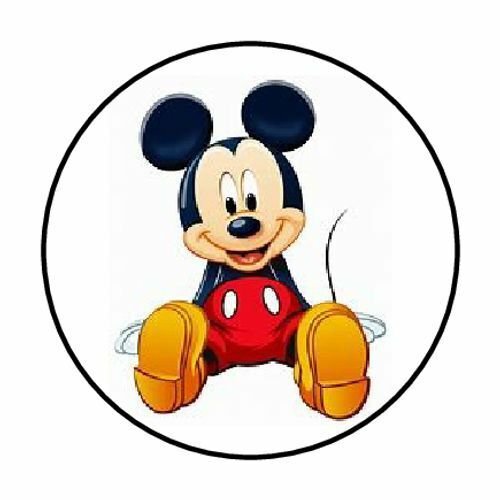 48 Mickey Mouse Sitting Envelope Seals Labels Stickers 1.2" Round