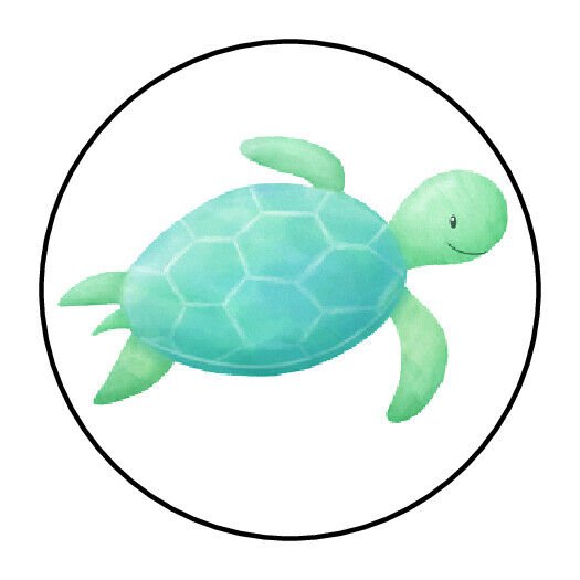 30 Turtle Ocean Envelope Seals Party Favors Labels Round Stickers 1.5" Round