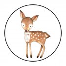 30 1.5" Woodland Animal Deer Birthday Baby Shower Favor Labels Round Stickers