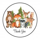 30 1.5" Woodland Animal Thank You Baby Shower Favor Labels Round Stickers