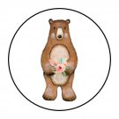 30 1.5" Woodland Animal Girl Bear Baby Shower Favor Labels Round Stickers