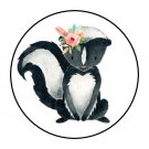 30 1.5" Woodland Animal Girl Skunk Baby Shower Favor Labels Round Stickers
