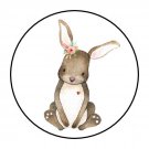 30 1.5" Woodland Animal Girl Bunny Baby Shower Favor Labels Round Stickers
