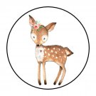 30 1.5" Woodland Animal Girl Deer Baby Shower Favor Labels Round Stickers