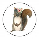 30 1.5" Woodland Animal Girl Squirrel Baby Shower Favor Labels Round Stickers