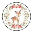 30 1.5" Woodland Girl Deer Birthday Baby Shower Favor Labels Round Stickers