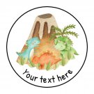 30 1.5" Personalized Dinosaur Birthday Baby Shower Favor Labels Round Stickers