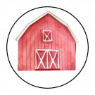 30 1.5" Farm Red Barn Birthday Baby Shower Favor Labels Round Stickers