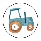 30 1.5" Farm Tractor Birthday Baby Shower Favor Labels Round Stickers