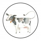 30 1.5" Farm Cow Birthday Baby Shower Favor Labels Round Stickers