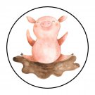 30 1.5" Farm Pig Birthday Baby Shower Favor Labels Round Stickers