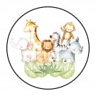 48 Jungle Safari Animals Envelope Seals Labels Stickers 1.2" Round