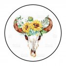48 Boho Western Cattle Skull Envelope Seals Labels Stickers 1.2" Round
