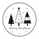 30 1.5" Merry Christmas Trees Favor Labels Round Stickers Envelope Seals