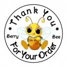 30 1.5" Thank You Berry Bee Labels Round Stickers Envelope Seals