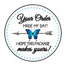 30 1.5" Thank You Butterfly Made My Day Labels Round Stickers Envelope Seals